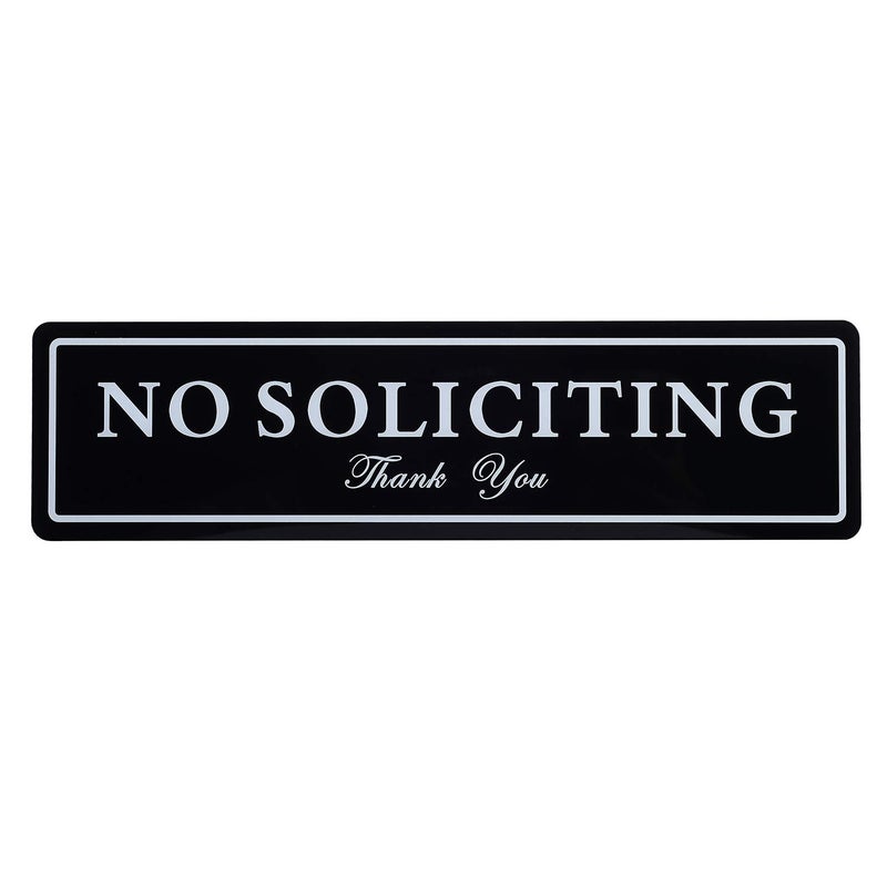 Kichwit No Soliciting Sign with Magnets on The Back, 8.7 x 2.3 Inches, No Soliciting Magnet for Door, Keeps Unwanted Visitors Away, Double Sided Adhesive Included (Black) - Image 1